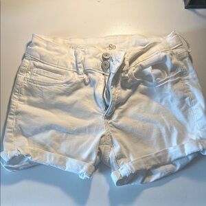 SO White Jean Shorts with Frayed Hem